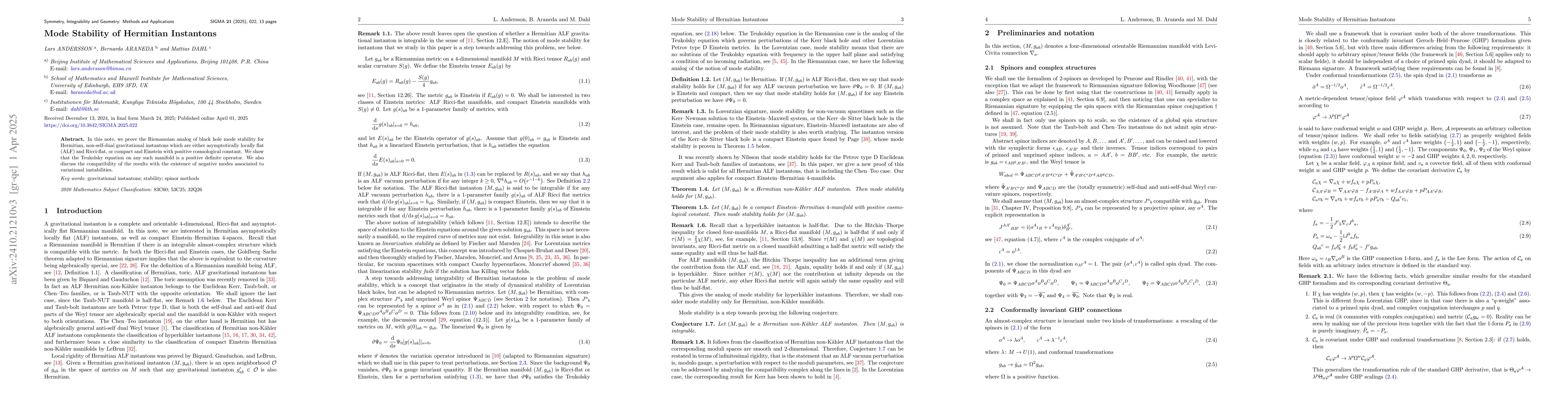 Thumbnail for Mode stability of Hermitian instantons