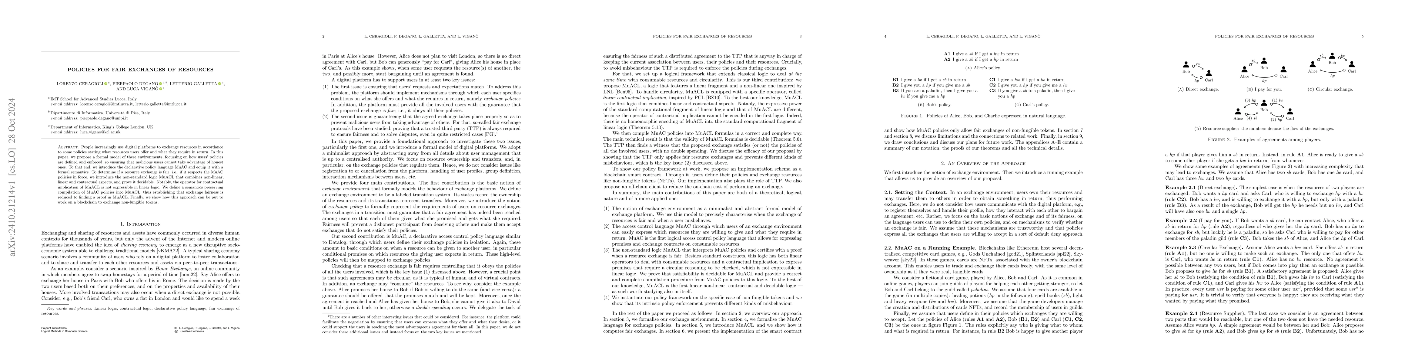Thumbnail for Policies for Fair Exchanges of Resources