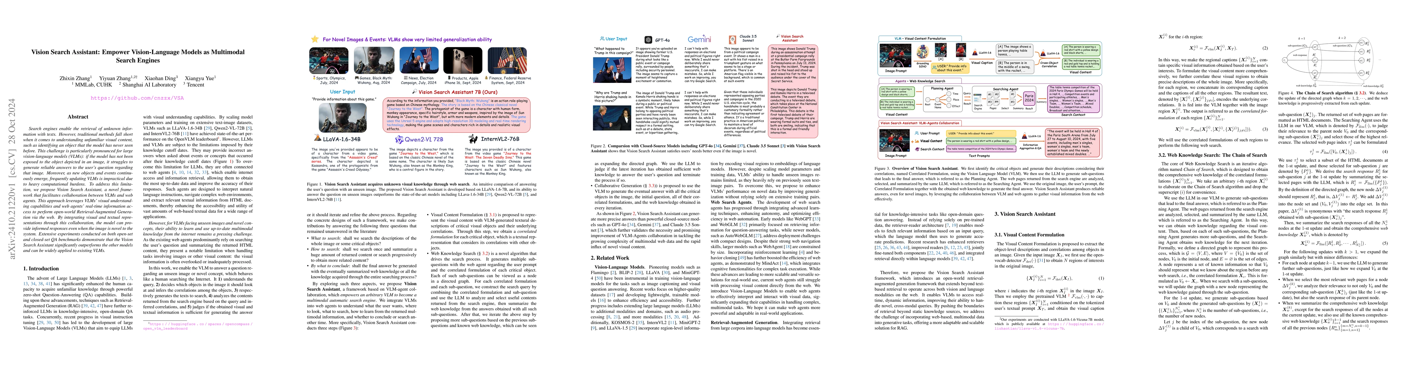 Thumbnail for Vision Search Assistant: Empower Vision-Language Models as Multimodal
  Search Engines