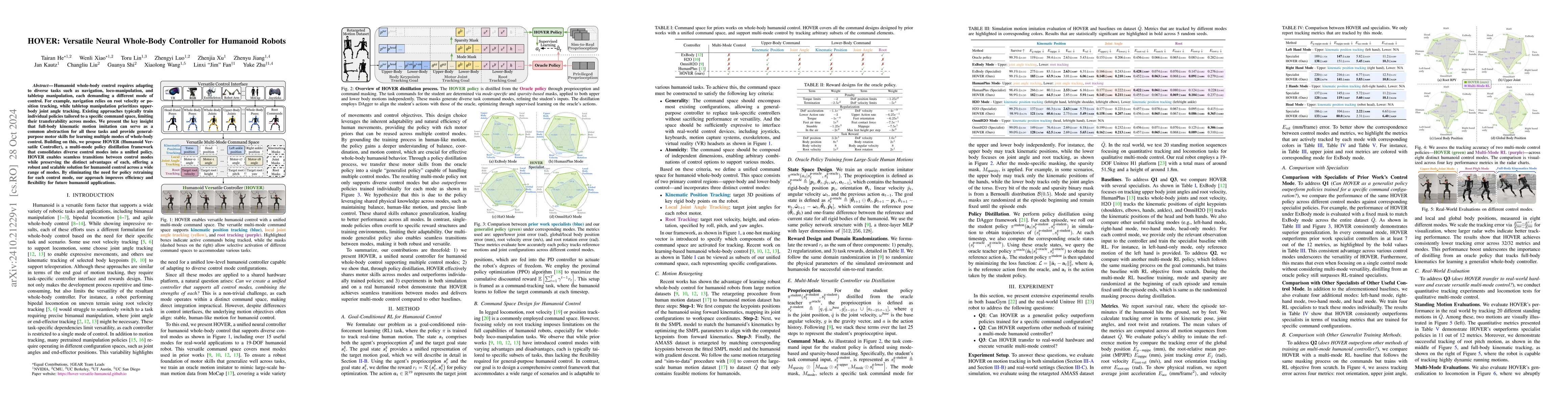 Thumbnail for HOVER: Versatile Neural Whole-Body Controller for Humanoid Robots