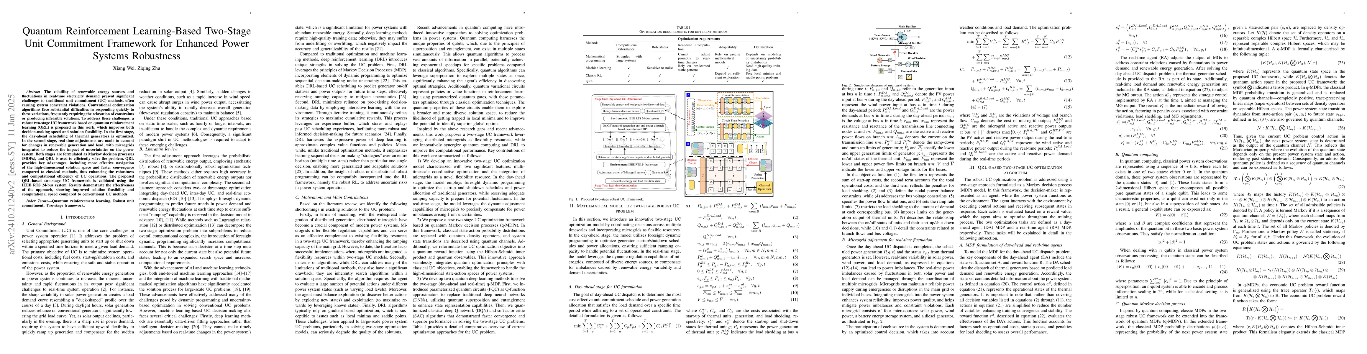 Thumbnail for Quantum Reinforcement Learning-Based Two-Stage Unit Commitment Framework
  for Enhanced Power Systems Robustness
