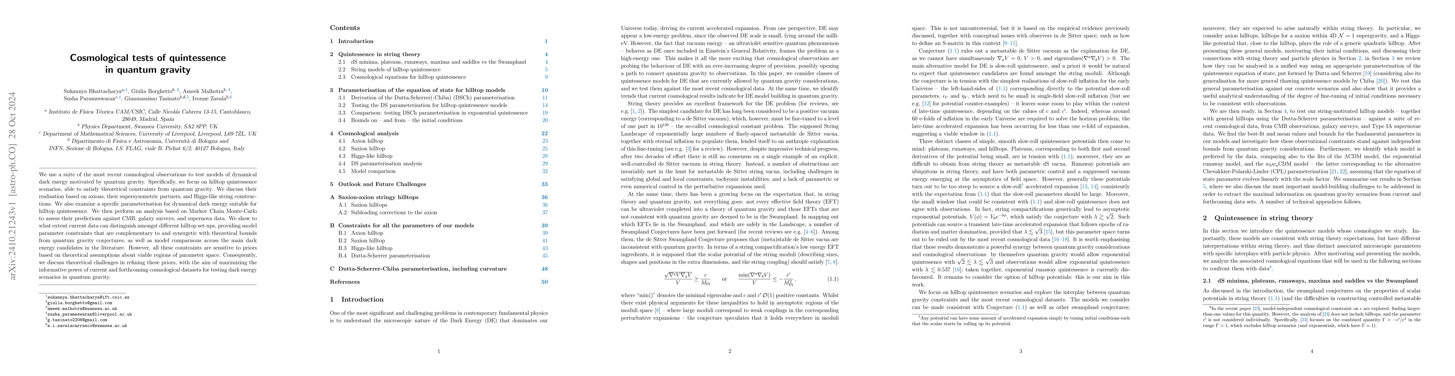 Thumbnail for Cosmological tests of quintessence in quantum gravity