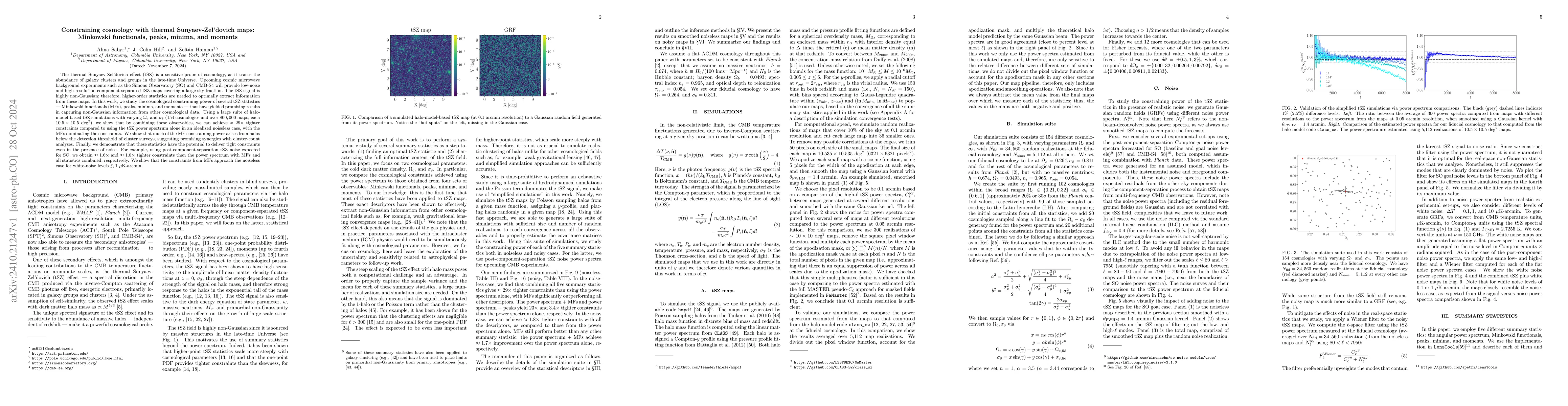Thumbnail for Constraining cosmology with thermal Sunyaev-Zel'dovich maps: Minkowski
  functionals, peaks, minima, and moments