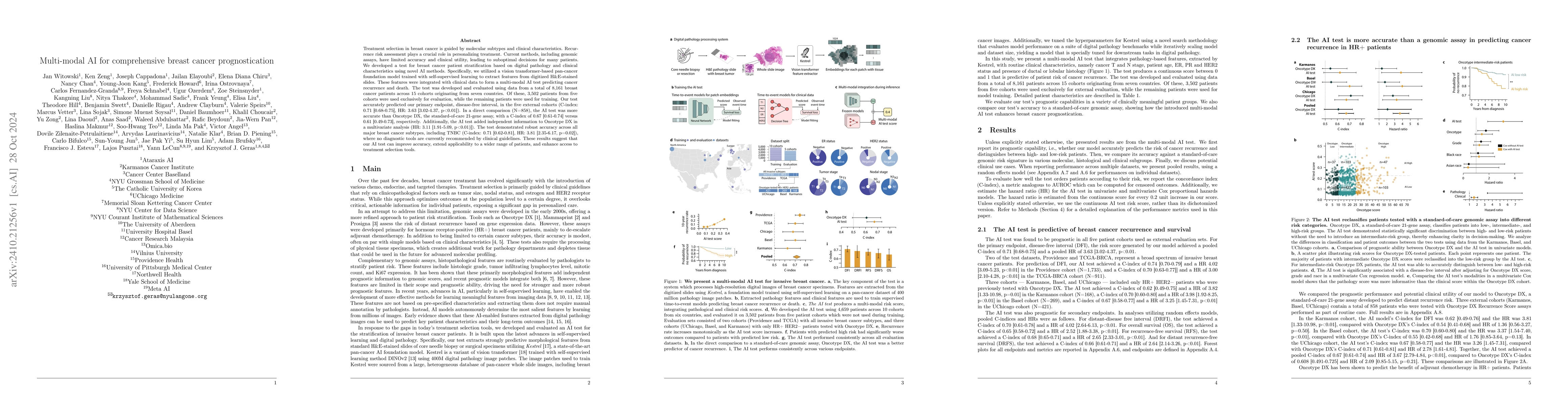 Thumbnail for Multi-modal AI for comprehensive breast cancer prognostication