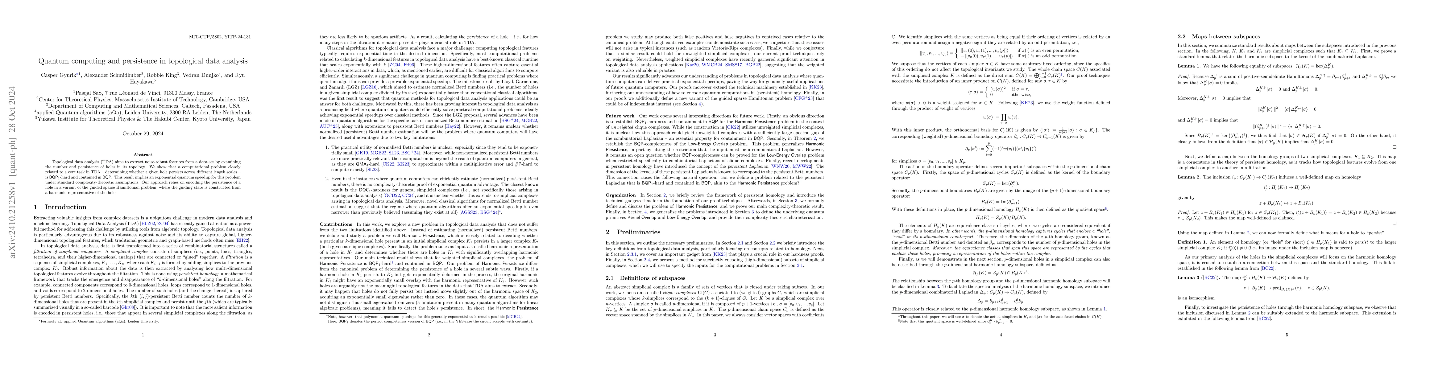 Thumbnail for Quantum computing and persistence in topological data analysis