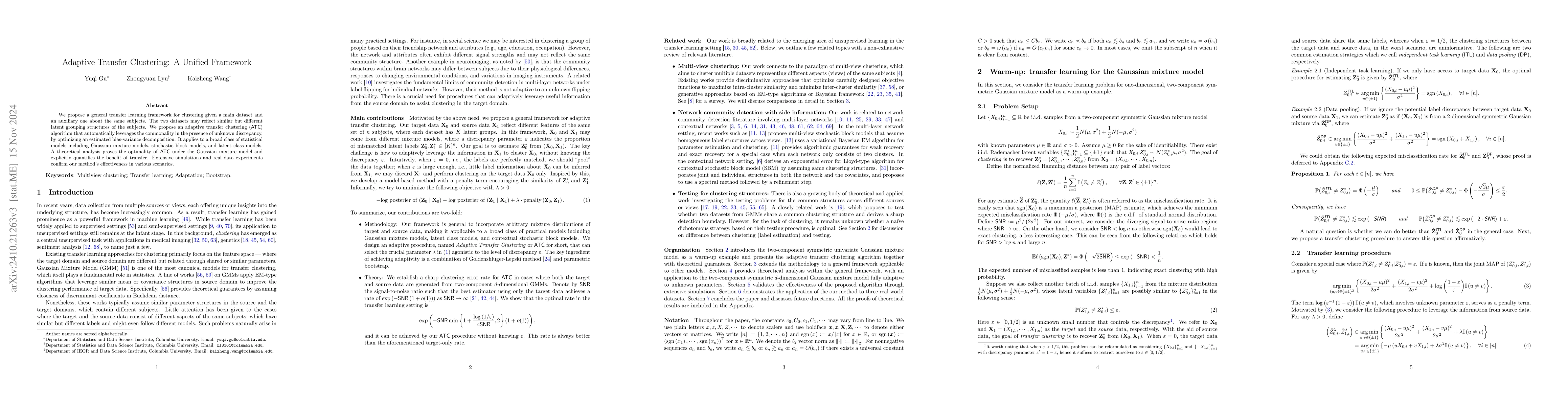 Thumbnail for Adaptive Transfer Clustering: A Unified Framework