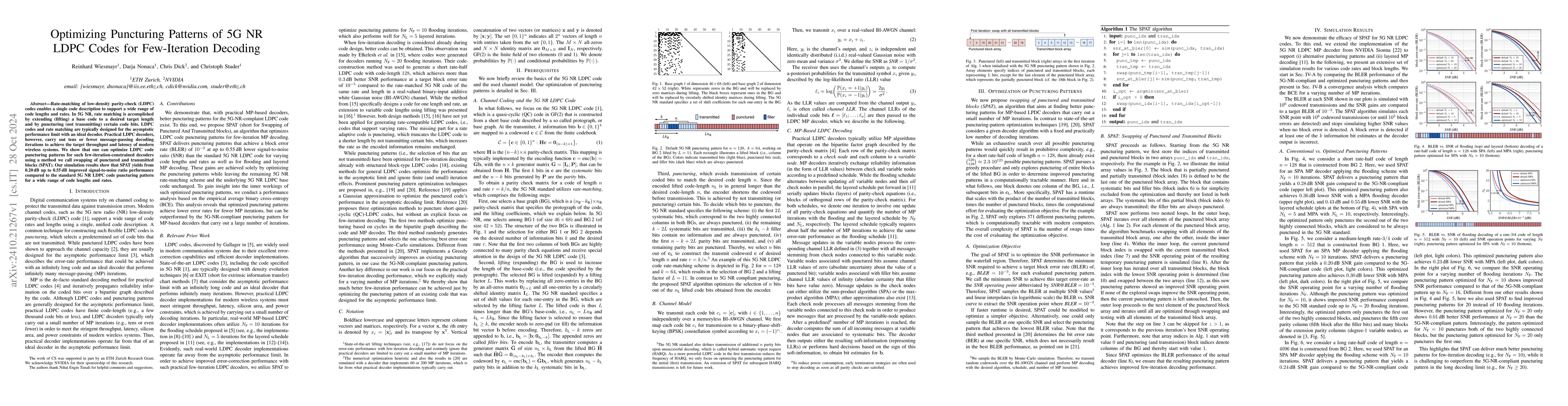 Thumbnail for Optimizing Puncturing Patterns of 5G NR LDPC Codes for Few-Iteration
  Decoding