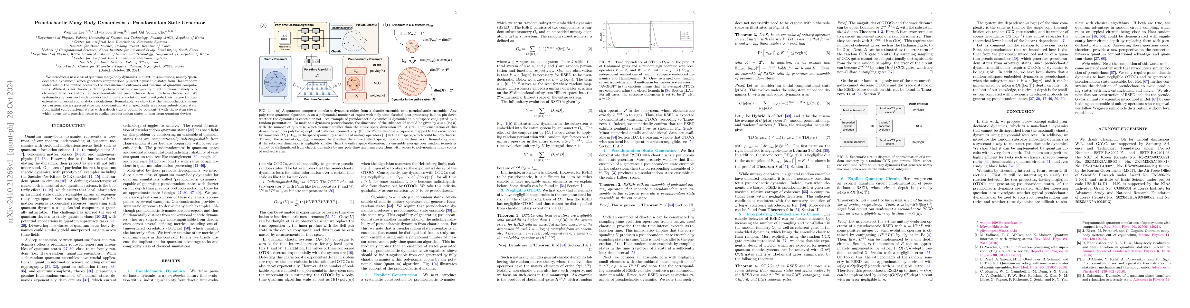 Thumbnail for Pseudochaotic Many-Body Dynamics as a Pseudorandom State Generator