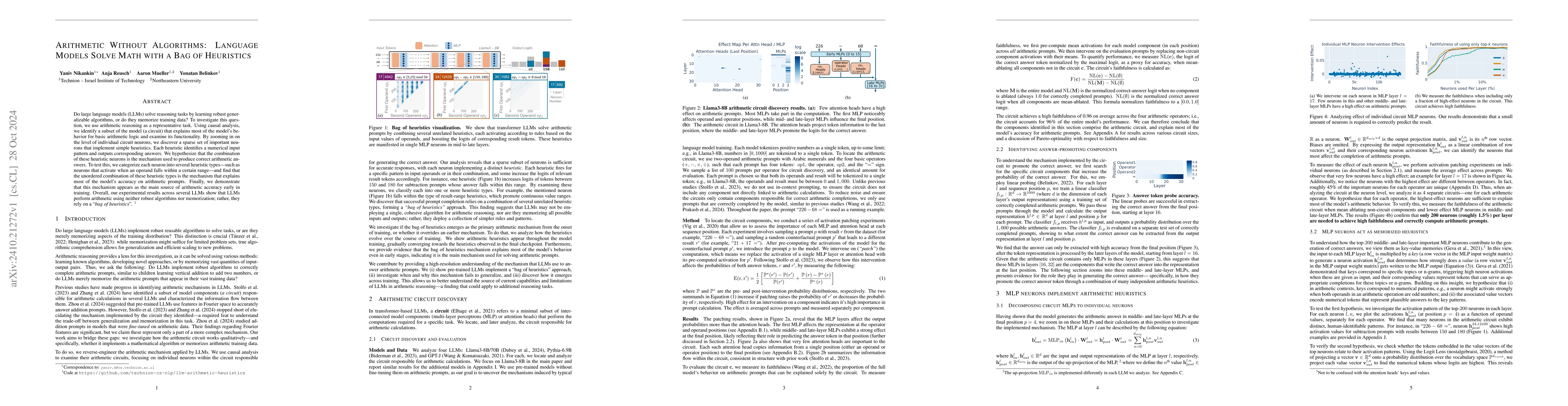 Thumbnail for Arithmetic Without Algorithms: Language Models Solve Math With a Bag of
  Heuristics