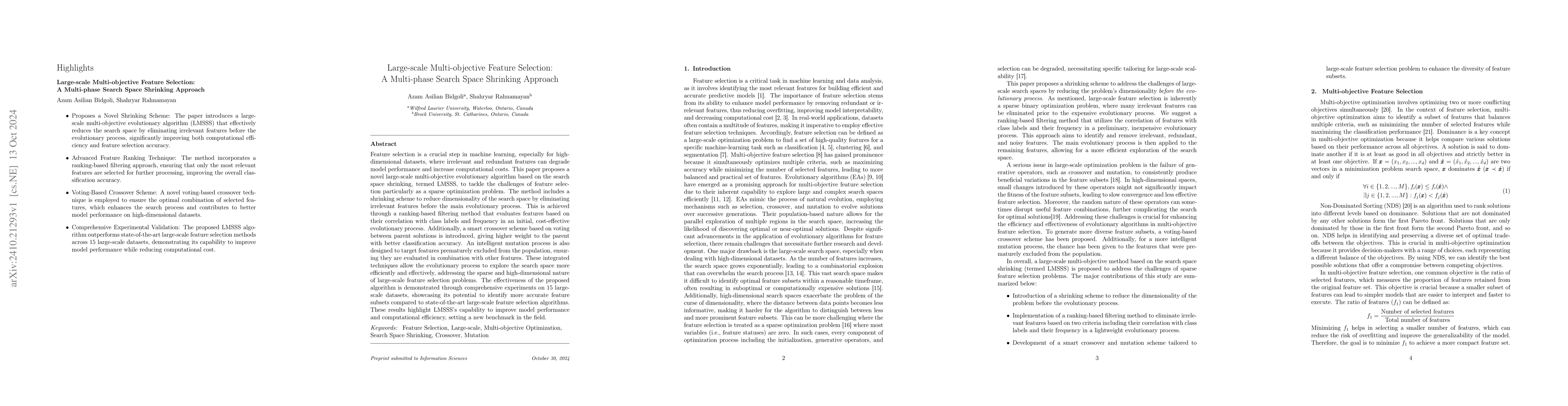Thumbnail for Large-scale Multi-objective Feature Selection: A Multi-phase Search
  Space Shrinking Approach