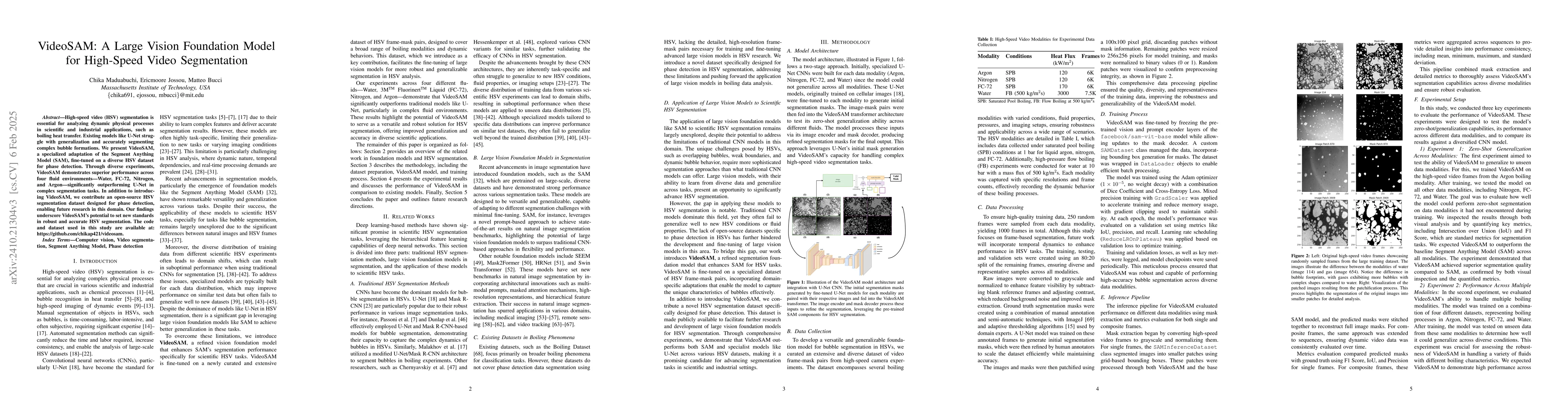 Thumbnail for VideoSAM: A Large Vision Foundation Model for High-Speed Video
  Segmentation