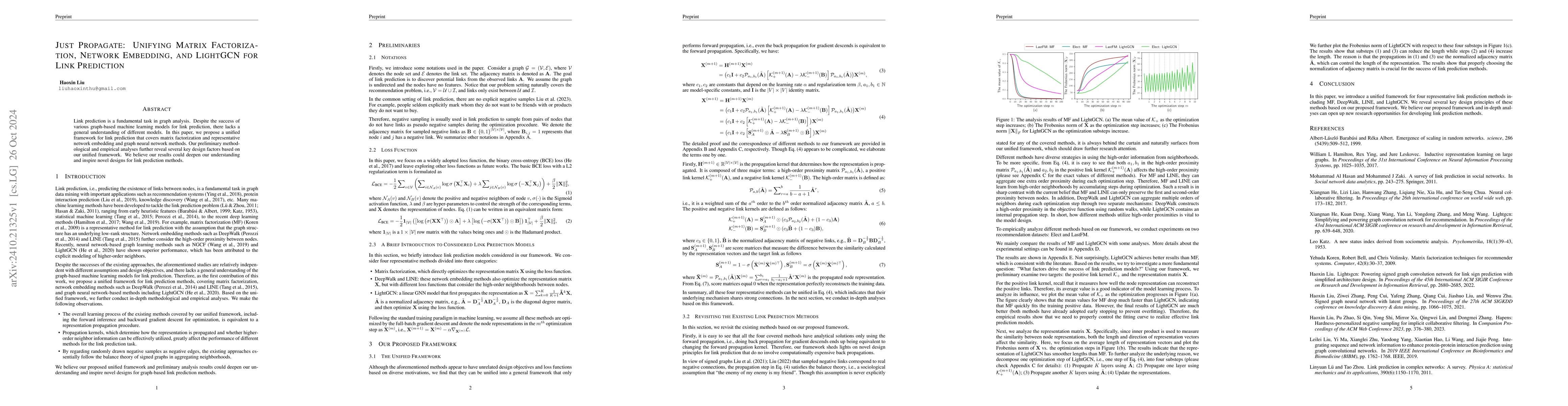 Thumbnail for Just Propagate: Unifying Matrix Factorization, Network Embedding, and
  LightGCN for Link Prediction