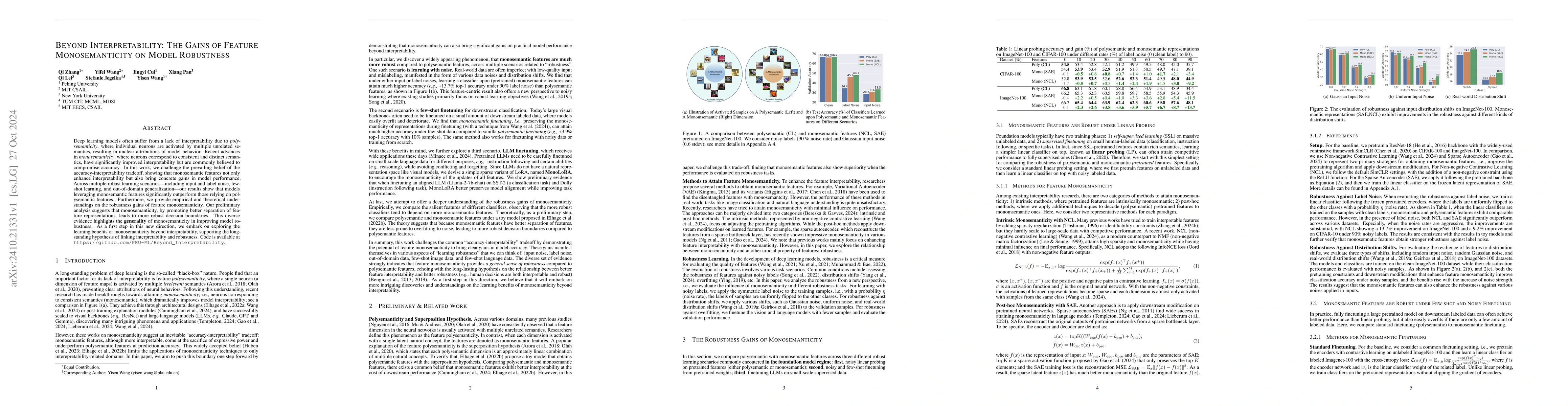 Thumbnail for Beyond Interpretability: The Gains of Feature Monosemanticity on Model
  Robustness