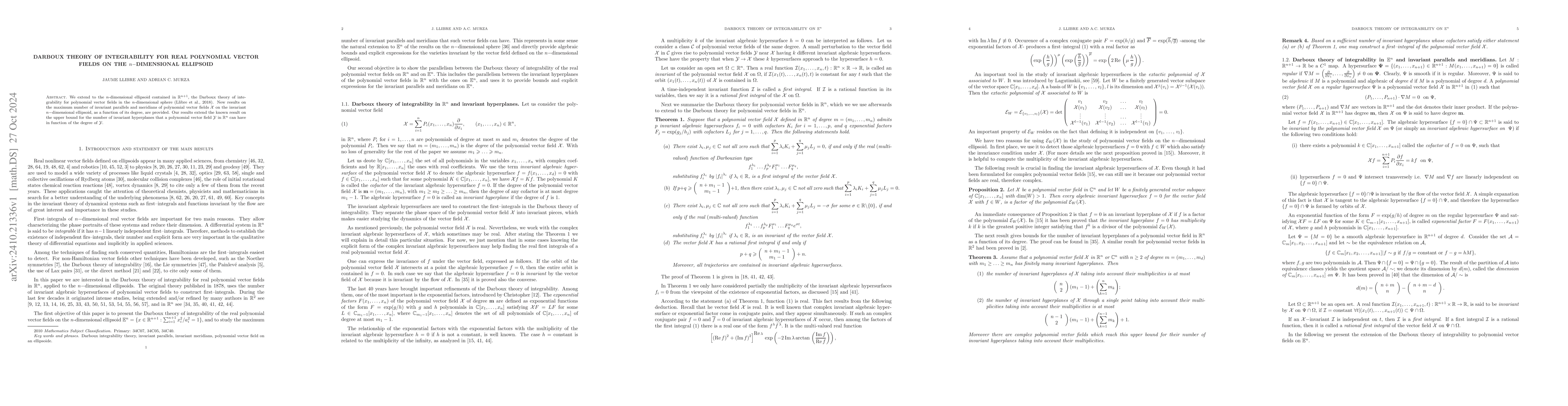 Thumbnail for Darboux theory of integrability for real polynomial vector fields on the
  $n-$dimensional ellipsoid