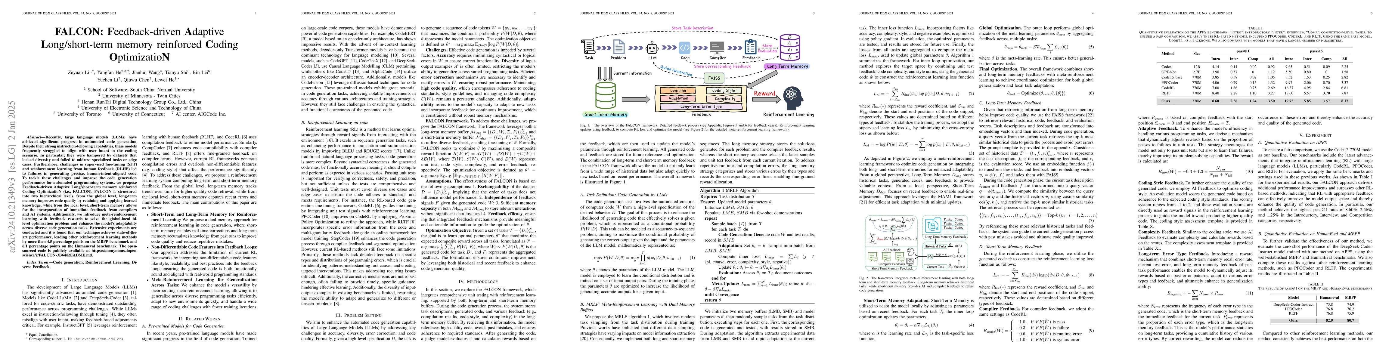 Thumbnail for FALCON: Feedback-driven Adaptive Long/short-term memory reinforced
  Coding Optimization system