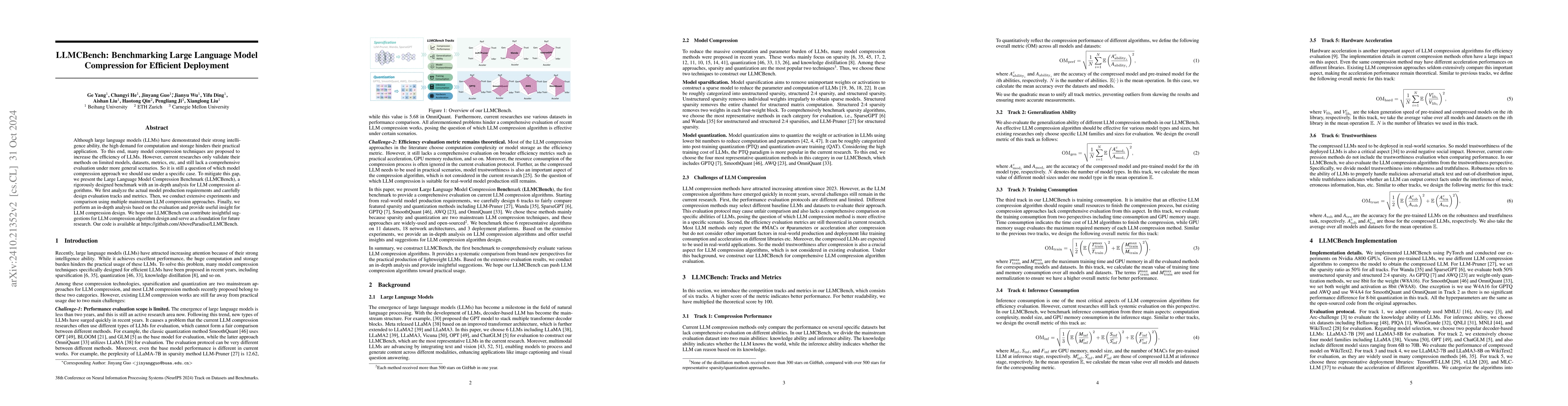 Thumbnail for LLMCBench: Benchmarking Large Language Model Compression for Efficient
  Deployment