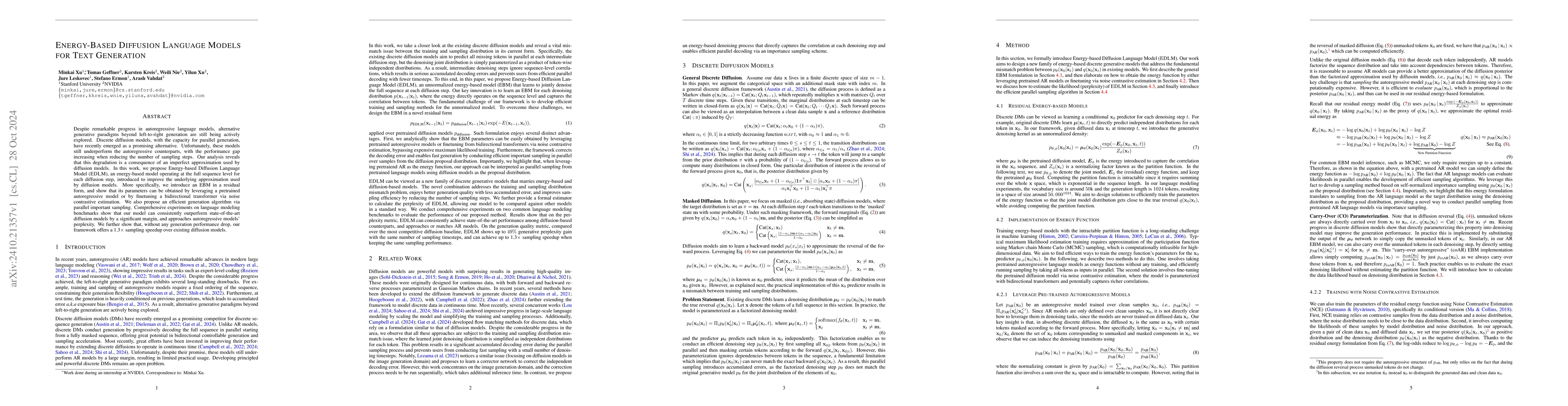 Thumbnail for Energy-Based Diffusion Language Models for Text Generation