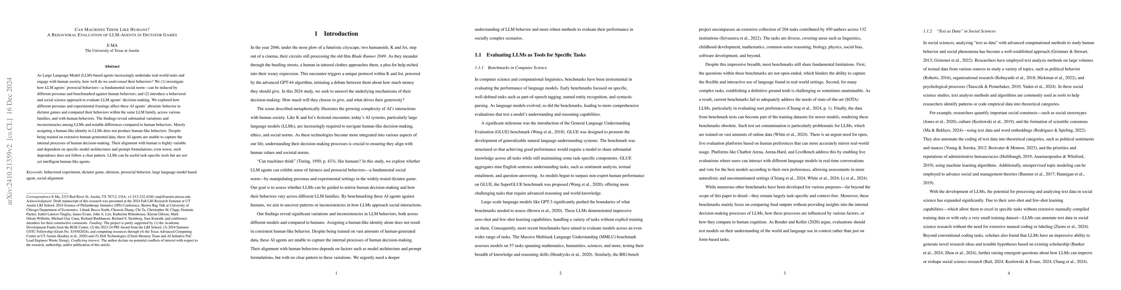 Thumbnail for Can Machines Think Like Humans? A Behavioral Evaluation of LLM-Agents in
  Dictator Games