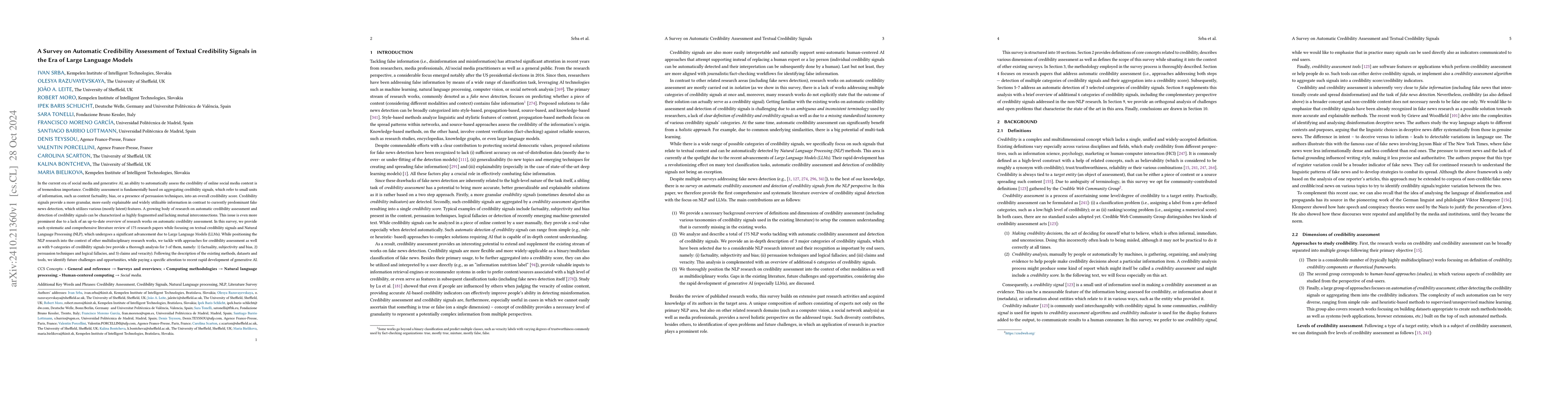Thumbnail for A Survey on Automatic Credibility Assessment of Textual Credibility
  Signals in the Era of Large Language Models
