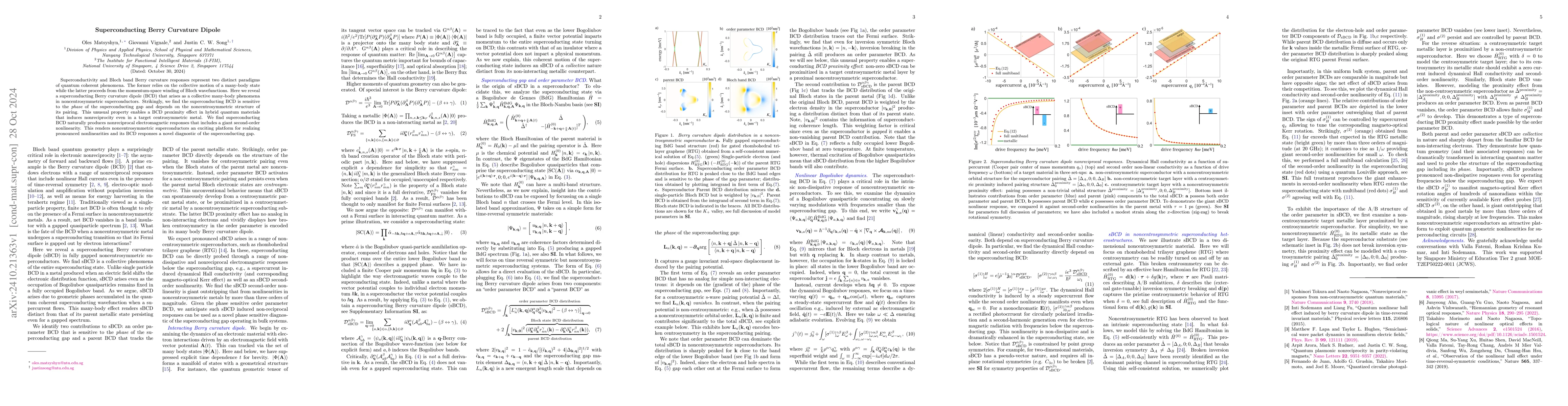 Thumbnail for Superconducting Berry Curvature Dipole