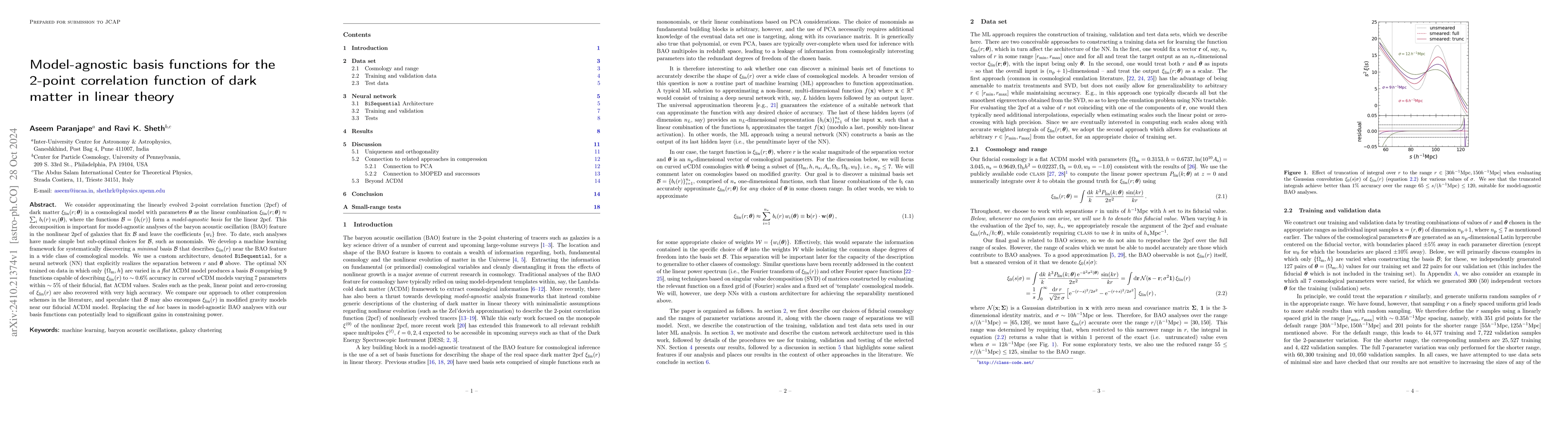 Thumbnail for Model-agnostic basis functions for the 2-point correlation function of
  dark matter in linear theory