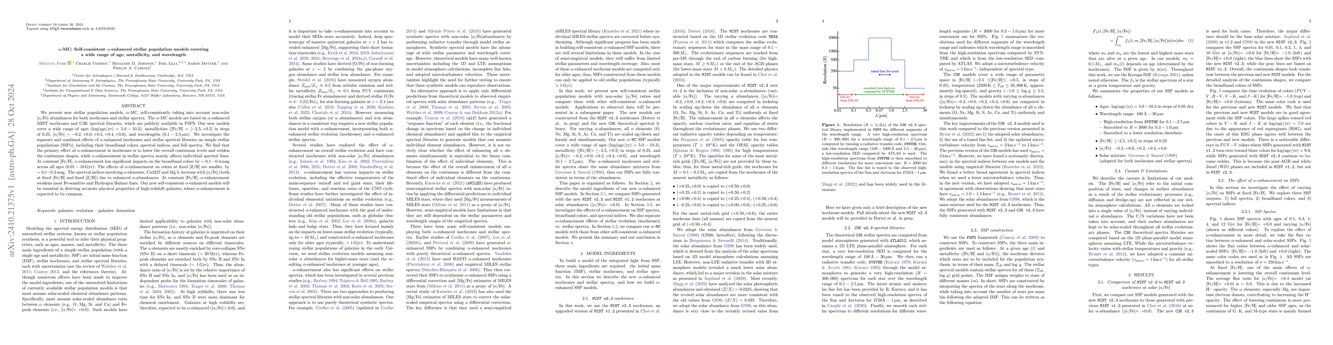 Thumbnail for $α$-MC: Self-consistent $α$-enhanced stellar population models
  covering a wide range of age, metallicity, and wavelength
