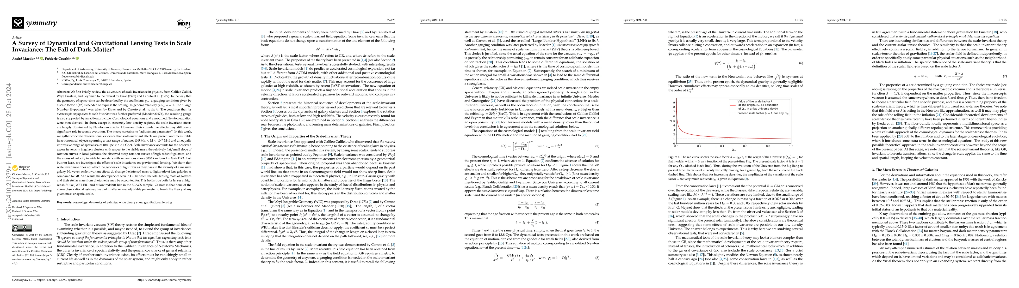Thumbnail for A Survey of Dynamical and Gravitational Lensing Tests in Scale
  Invariance: The Fall of Dark Matter?