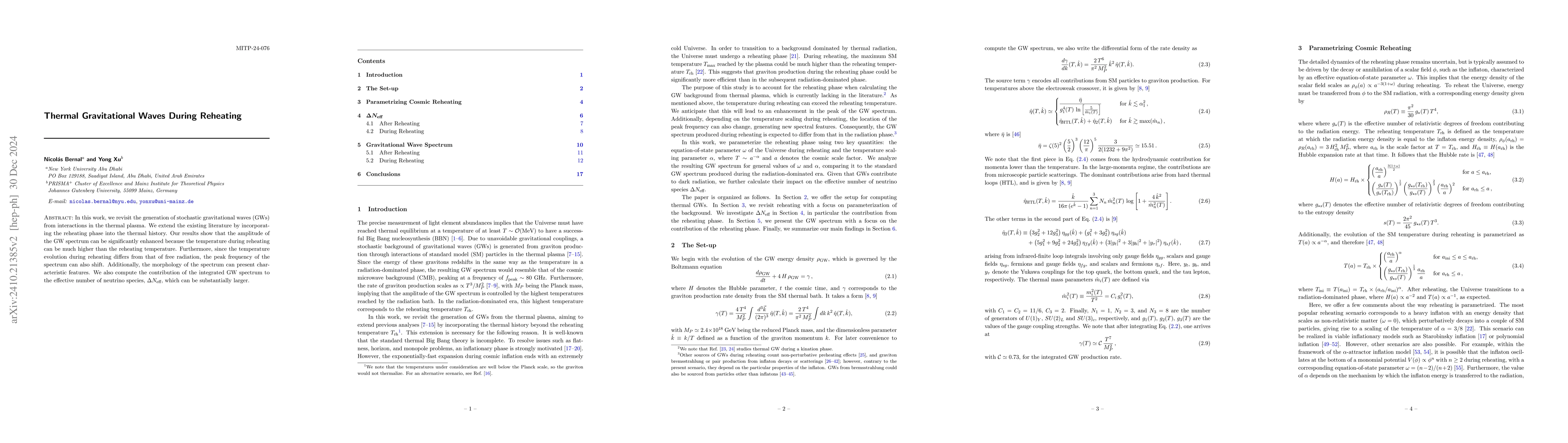 Thumbnail for Thermal Gravitational Waves During Reheating