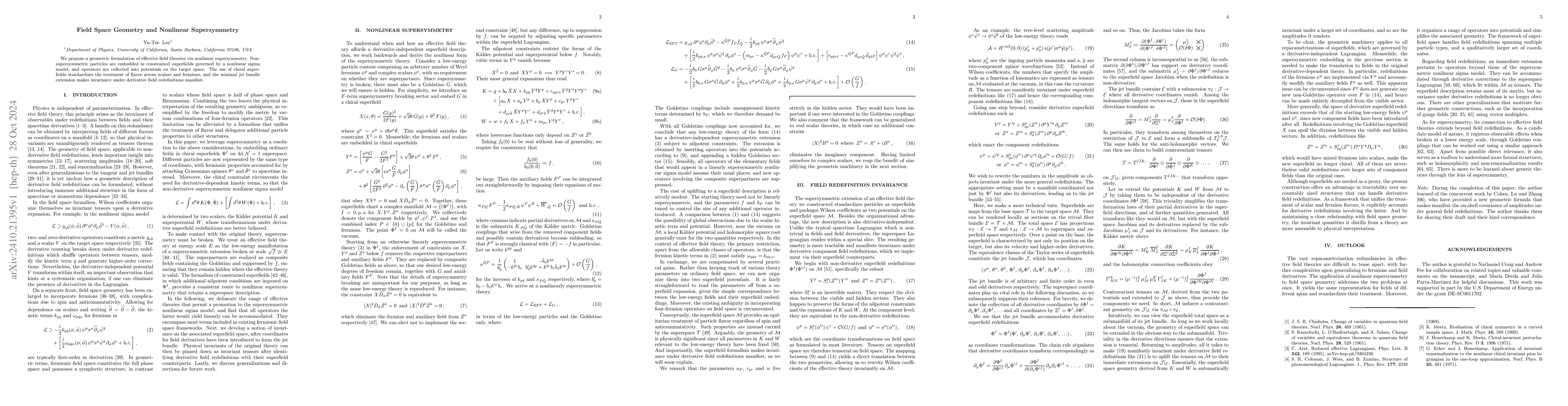 Thumbnail for Field Space Geometry and Nonlinear Supersymmetry
