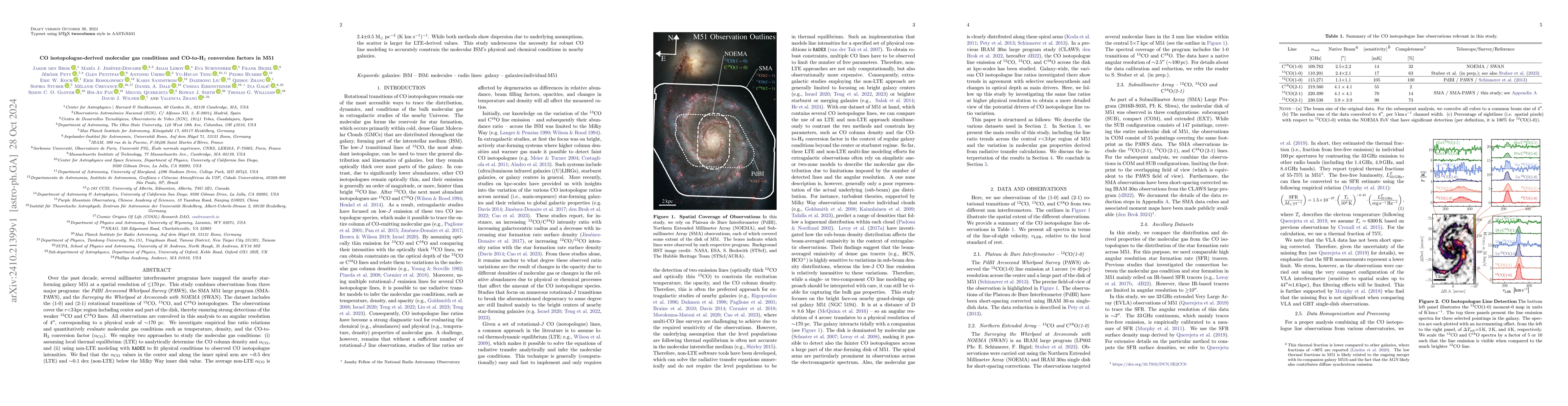 Thumbnail for CO isotopologue-derived molecular gas conditions and CO-to-H$_2$
  conversion factors in M51