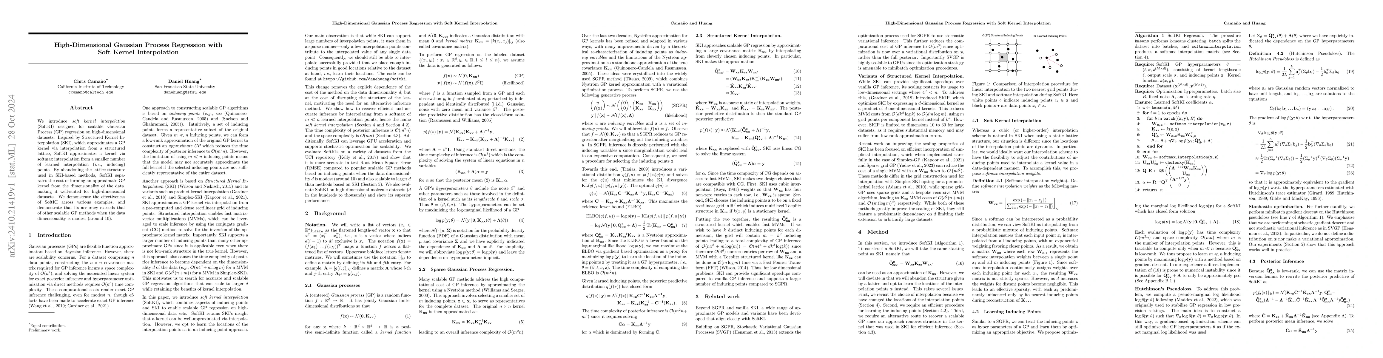 Thumbnail for High-Dimensional Gaussian Process Regression with Soft Kernel
  Interpolation