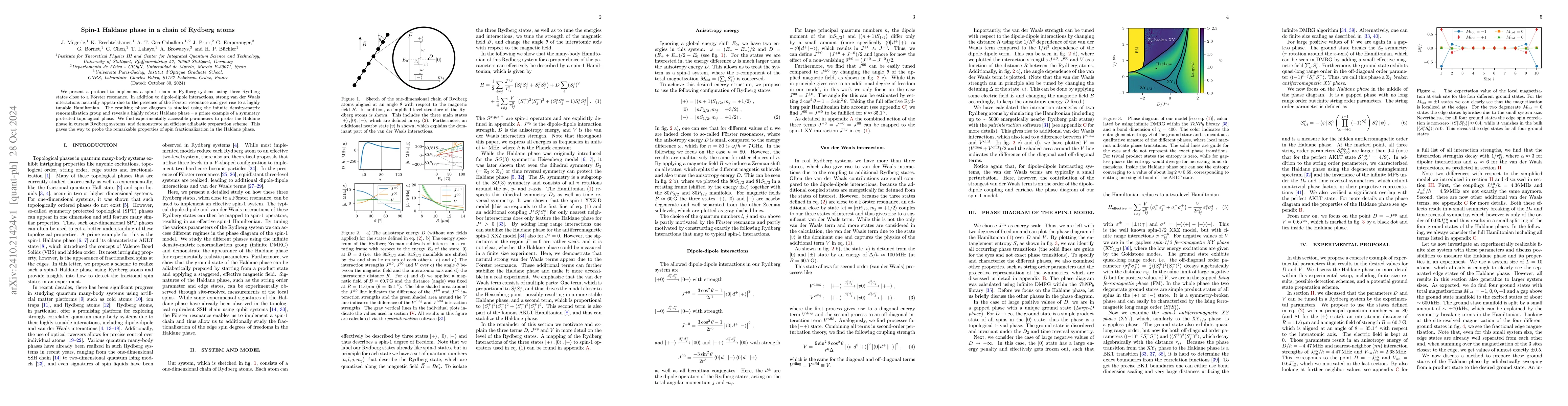 Thumbnail for Spin-1 Haldane phase in a chain of Rydberg atoms