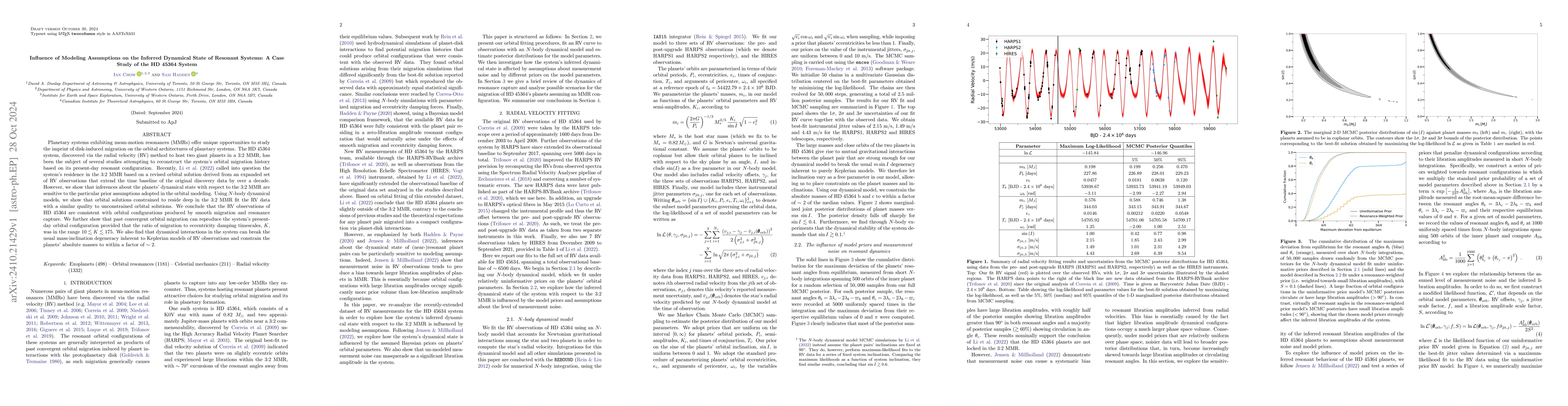 Thumbnail for Influence of Modeling Assumptions on the Inferred Dynamical State of
  Resonant Systems: A Case Study of the HD 45364 System