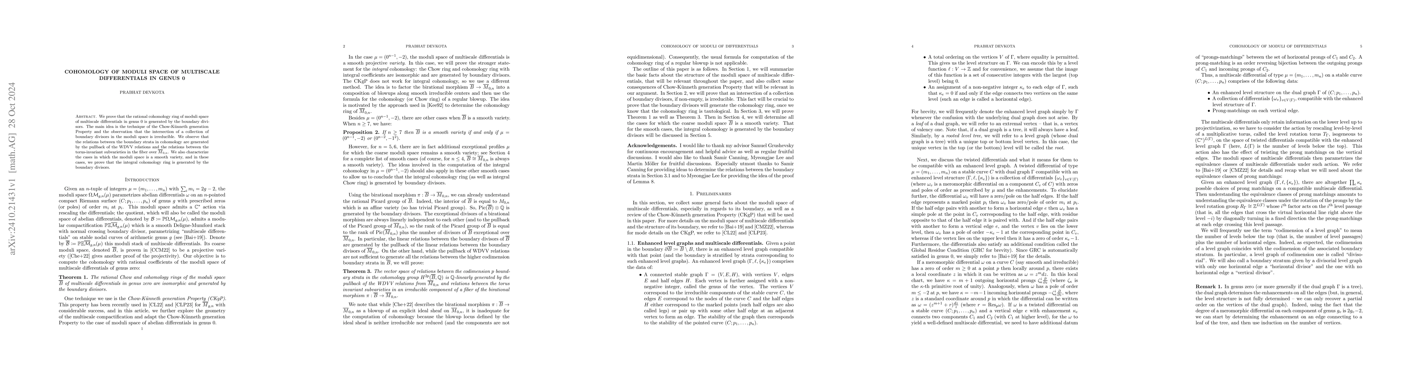 Thumbnail for Cohomology of Moduli Space of Multiscale Differentials in Genus 0
