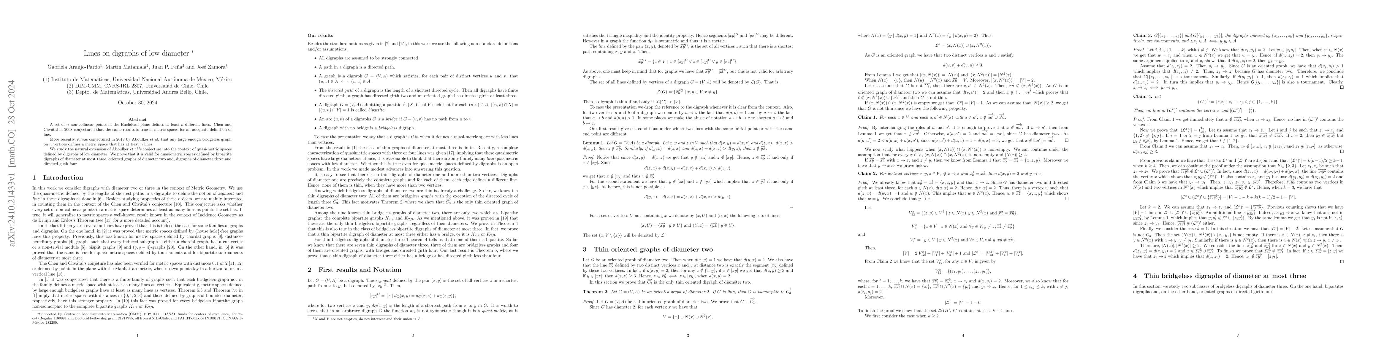Thumbnail for Lines on digraphs of low diameter