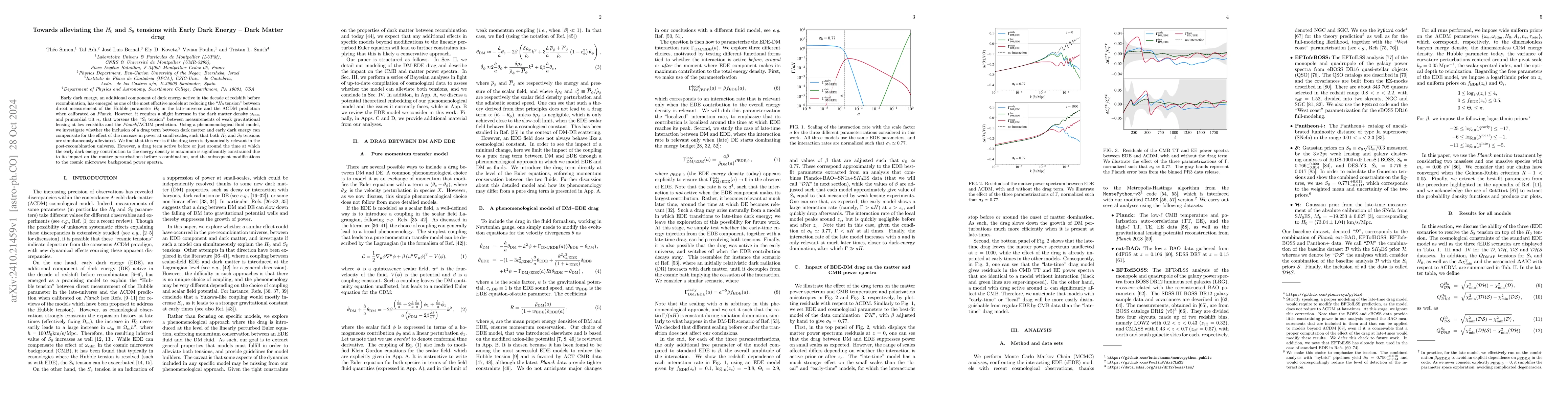 Thumbnail for Towards alleviating the $H_0$ and $S_8$ tensions with Early Dark Energy
  - Dark Matter drag