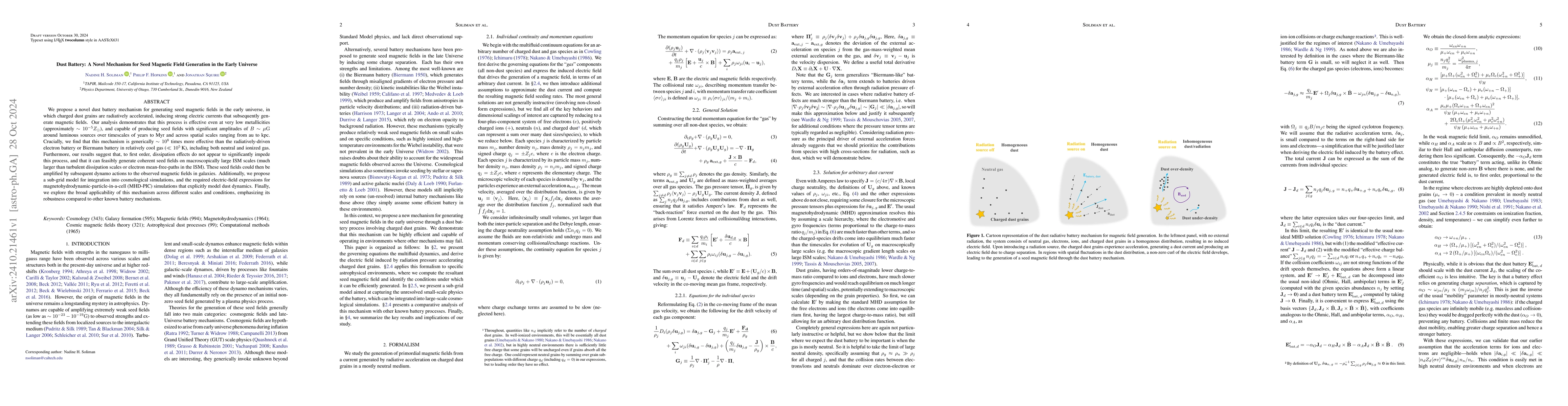 Thumbnail for Dust Battery: A Novel Mechanism for Seed Magnetic Field Generation in
  the Early Universe