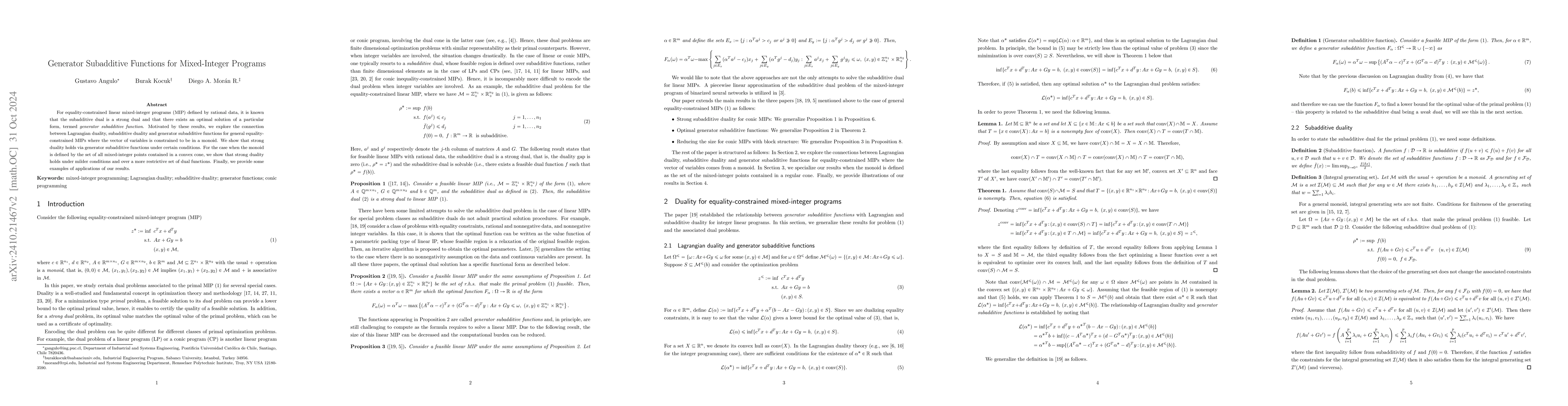 Thumbnail for Generator Subadditive Functions for Mixed-Integer Programs