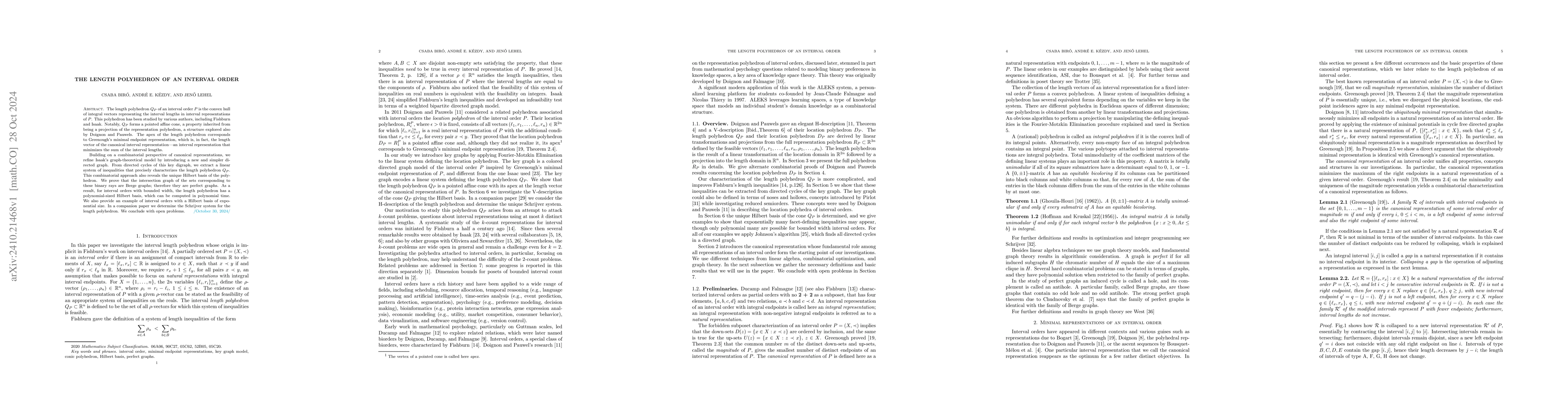 Thumbnail for The length polyhedron of an interval order