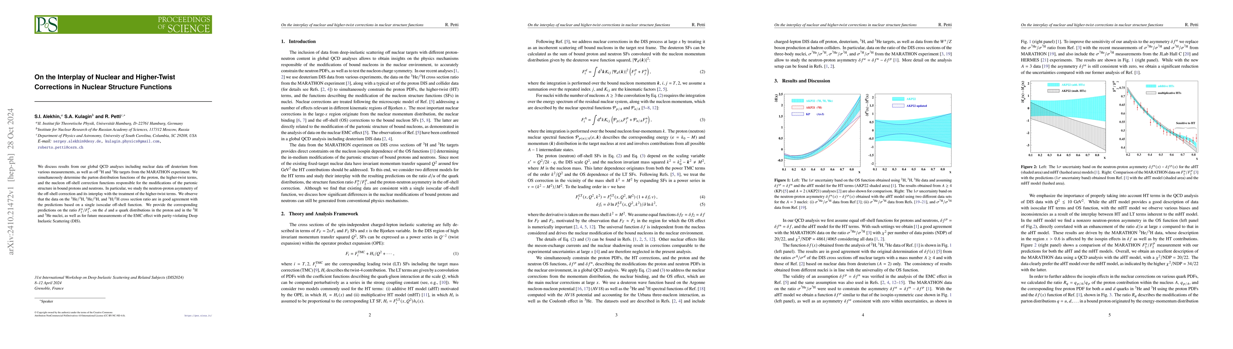 Thumbnail for On the Interplay of Nuclear and Higher-Twist Corrections in Nuclear
  Structure Functions