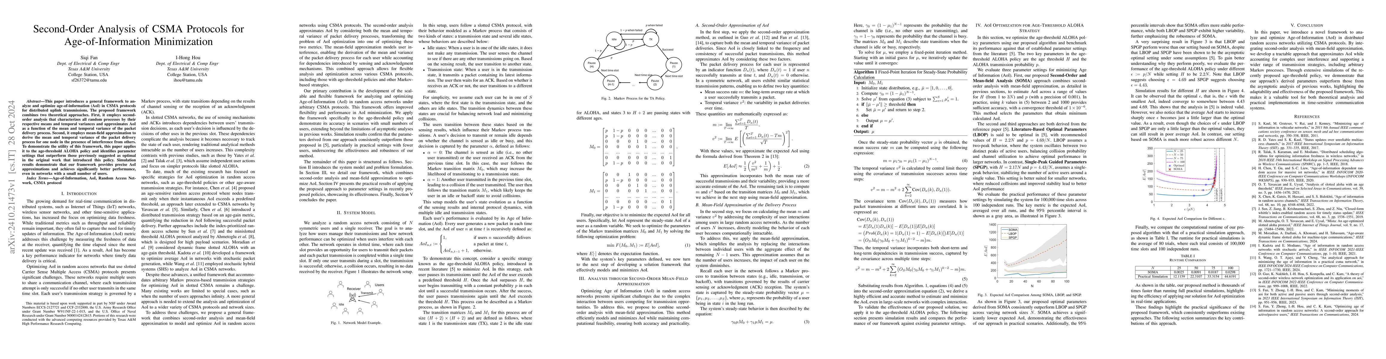 Thumbnail for Second-Order Analysis of CSMA Protocols for Age-of-Information
  Minimization