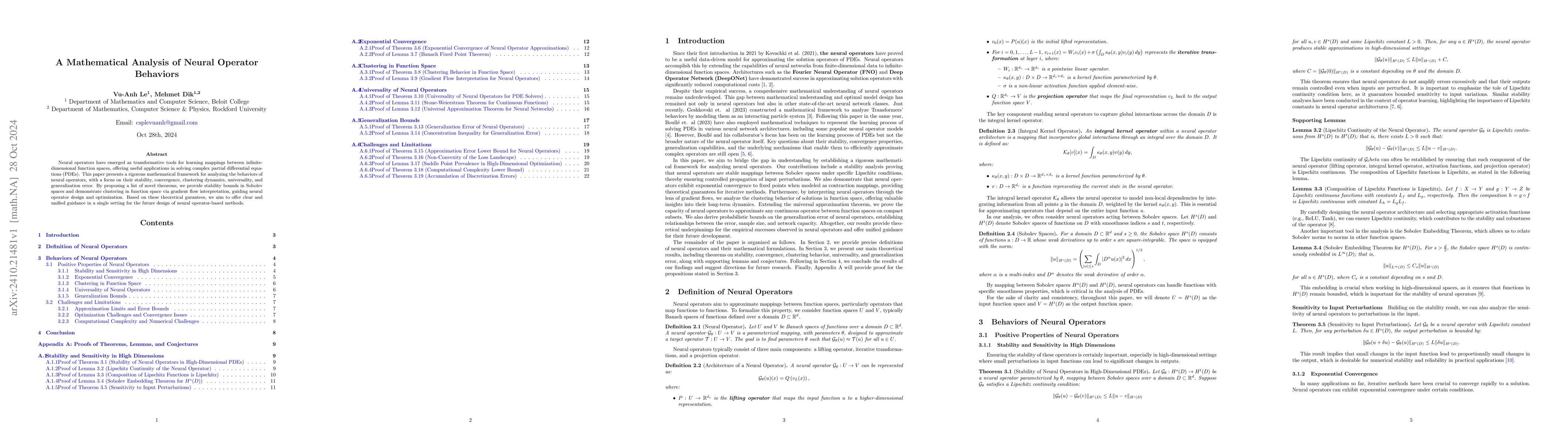 Thumbnail for A Mathematical Analysis of Neural Operator Behaviors