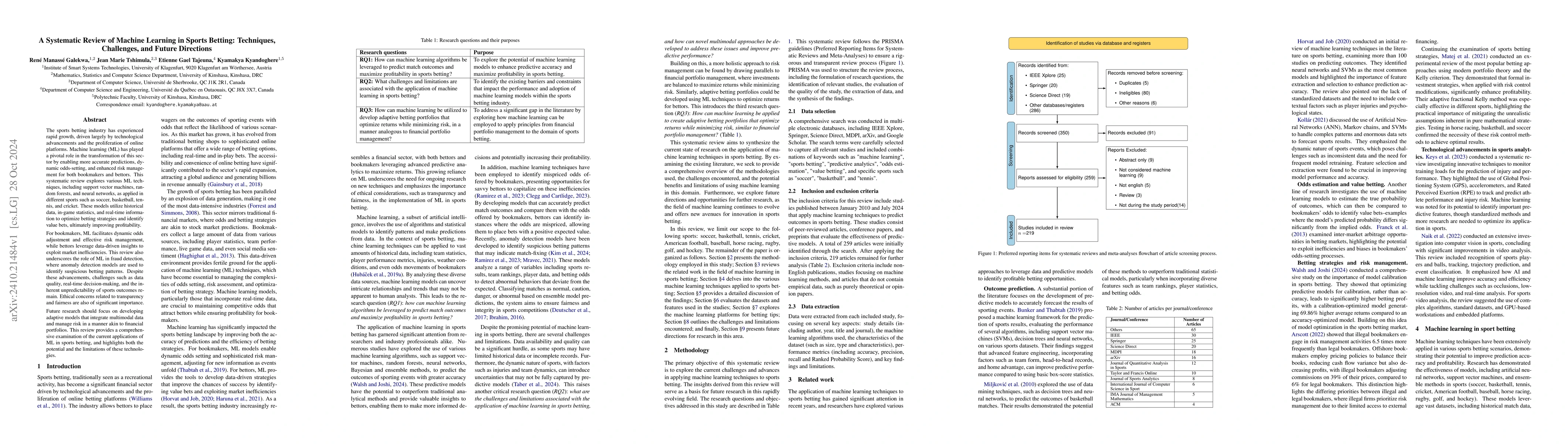 Thumbnail for A Systematic Review of Machine Learning in Sports Betting: Techniques,
  Challenges, and Future Directions