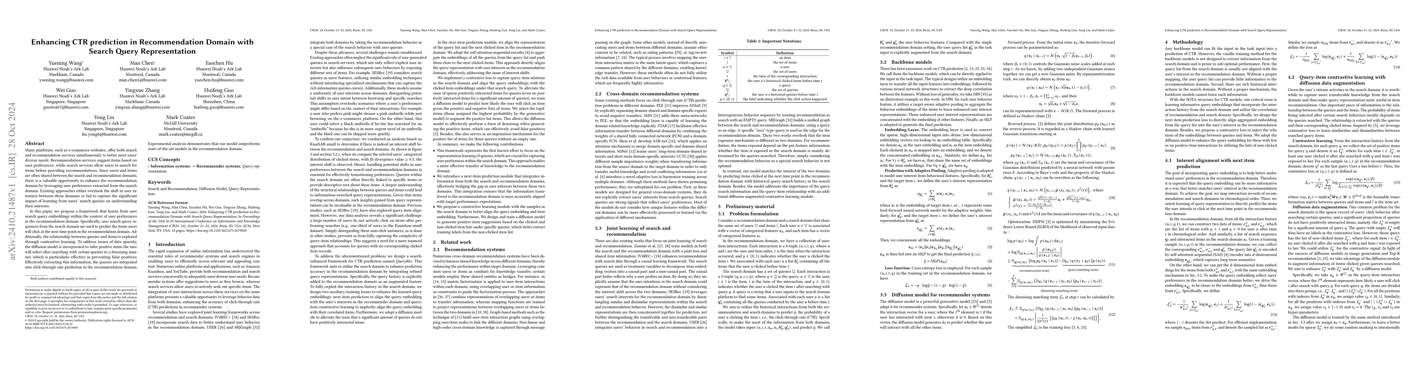 Thumbnail for Enhancing CTR Prediction in Recommendation Domain with Search Query
  Representation