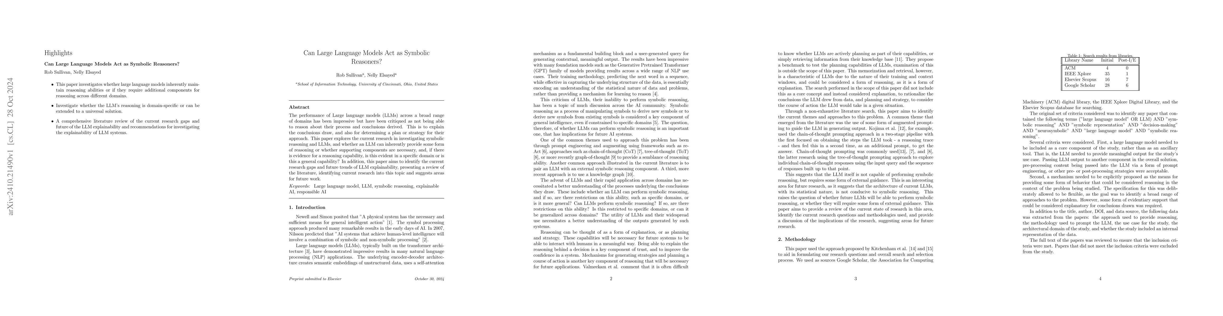 Thumbnail for Can Large Language Models Act as Symbolic Reasoners?