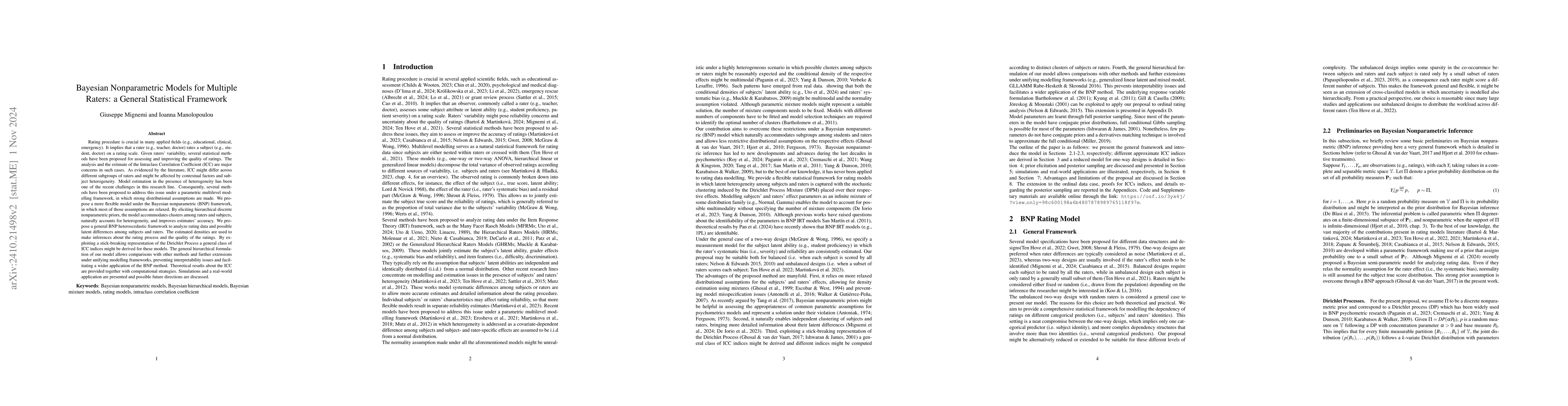 Thumbnail for Bayesian Nonparametric Models for Multiple Raters: a General Statistical
  Framework