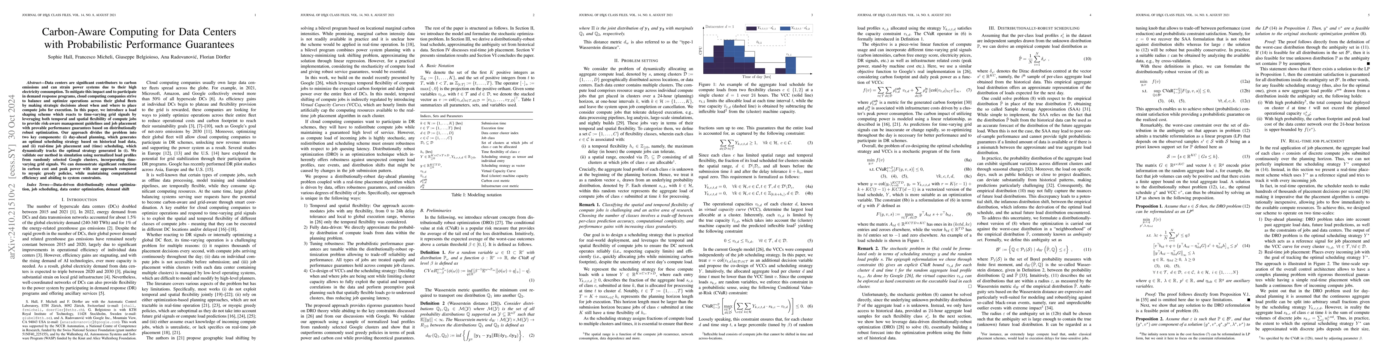 Thumbnail for Carbon-Aware Computing for Data Centers with Probabilistic Performance
  Guarantees