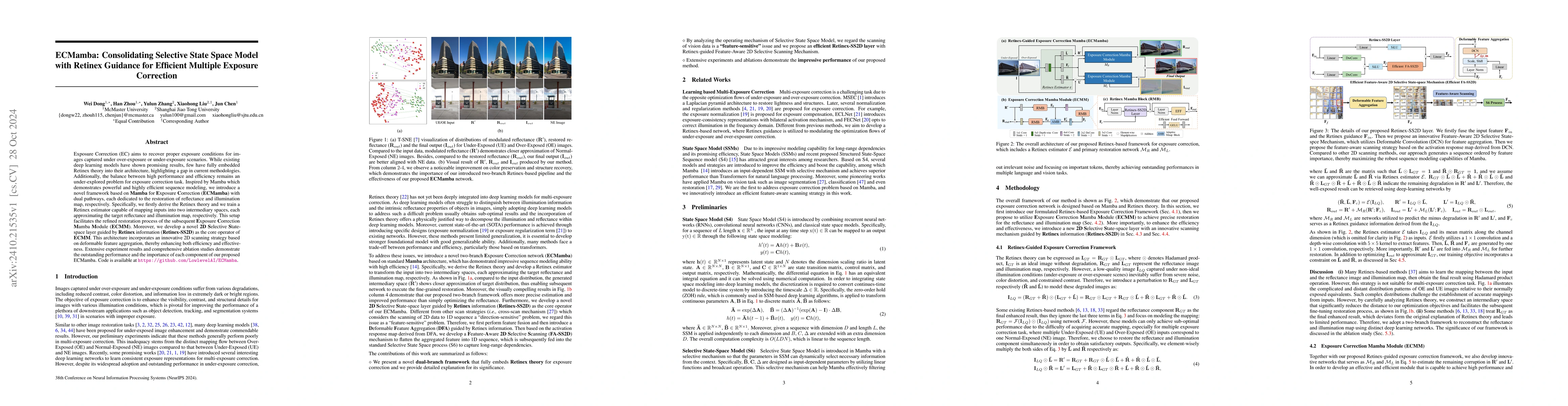 Thumbnail for ECMamba: Consolidating Selective State Space Model with Retinex Guidance
  for Efficient Multiple Exposure Correction