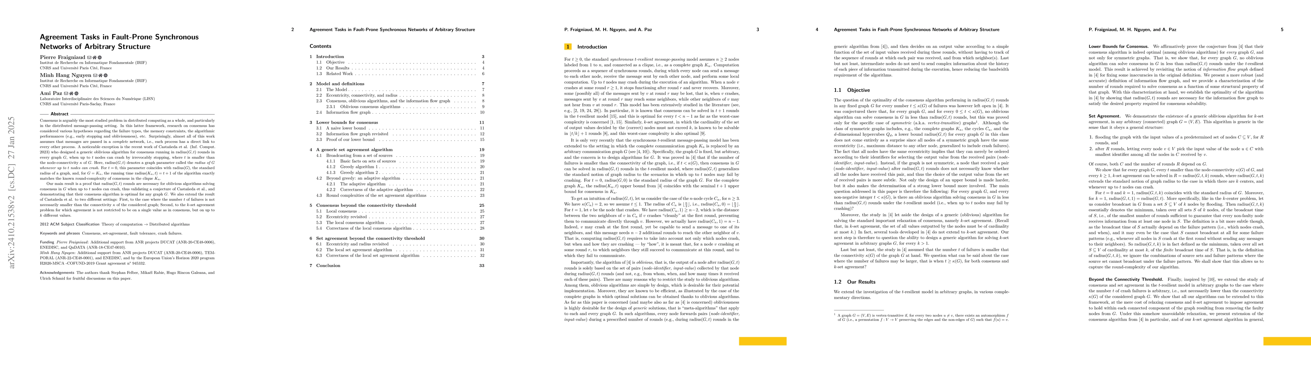 Thumbnail for Agreement Tasks in Fault-Prone Synchronous Networks of Arbitrary
  Structure
