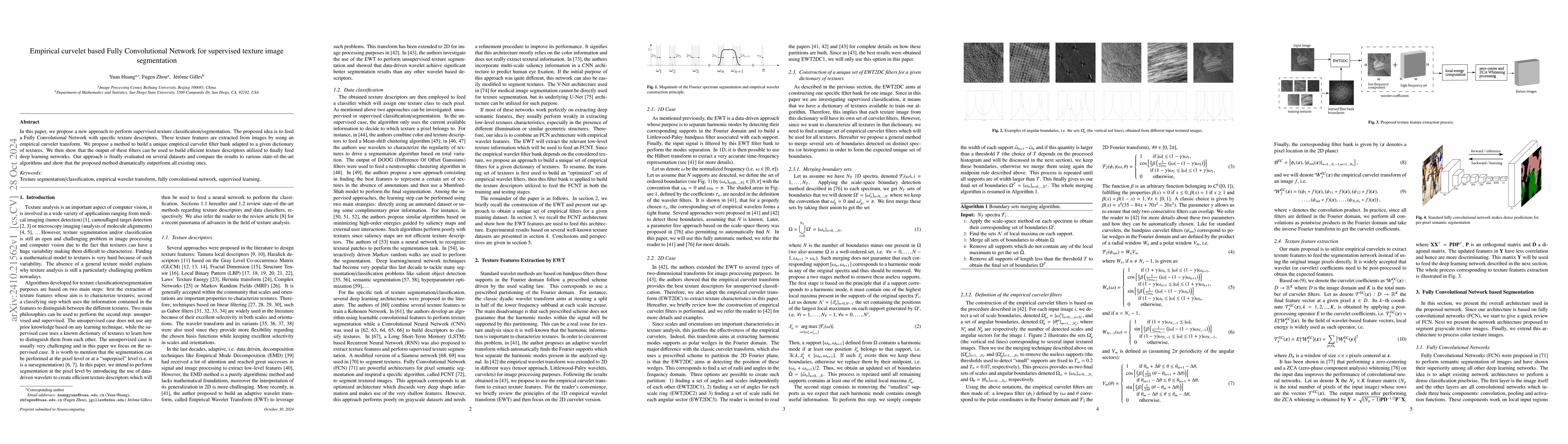 Thumbnail for Empirical curvelet based Fully Convolutional Network for supervised
  texture image segmentation